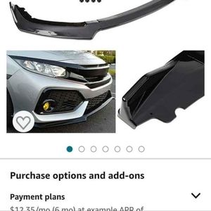OCPTY 3Pcs Glossy Black 2016 - 2020 Honda Civic Front Bumper Lip $55 OBO